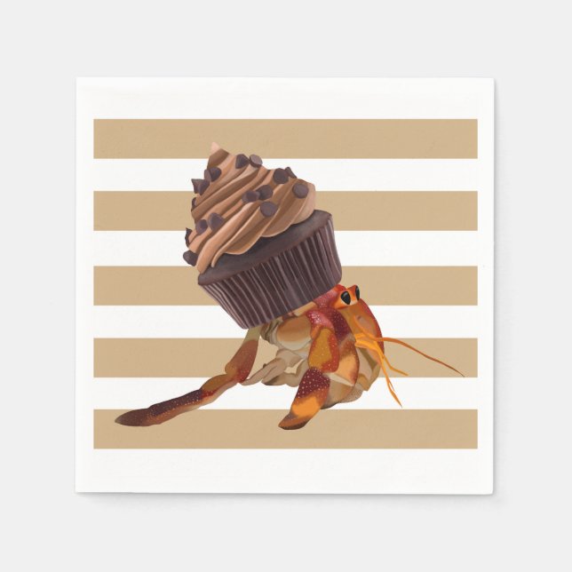 Cute Hermit Crab With Chocolate Cupcake Shell Napkins (Front)
