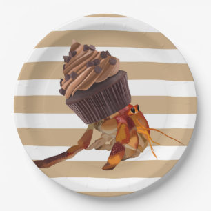 Cute Hermit Crab With Chocolate Cupcake Shell Paper Plates