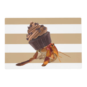 Cute Hermit Crab With Chocolate Cupcake Shell Placemat
