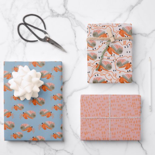 Cute Hermit Crab Wrapping Paper Collection