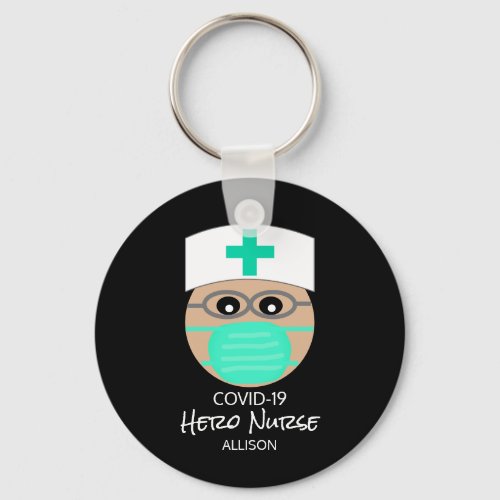 Cute Hero Nurse Covid 19 Personalized Keychain