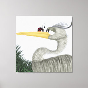 Cute Heron and Ladybug Canvas Print