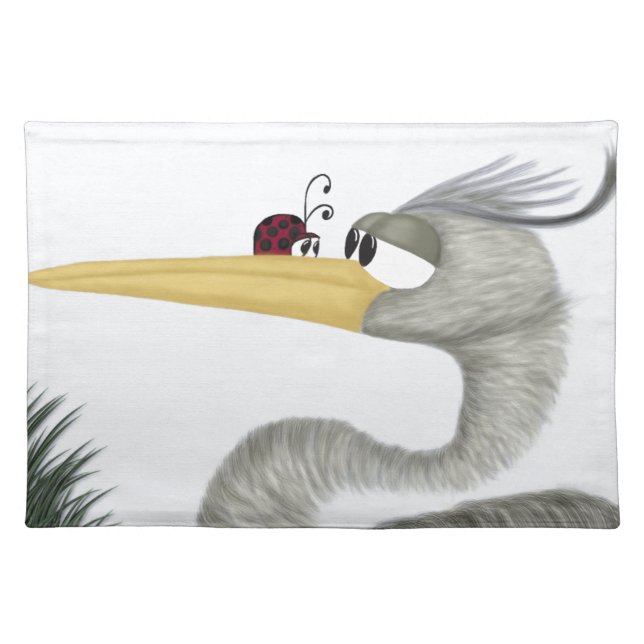 Cute Heron and Ladybug Cloth Placemat (Front)