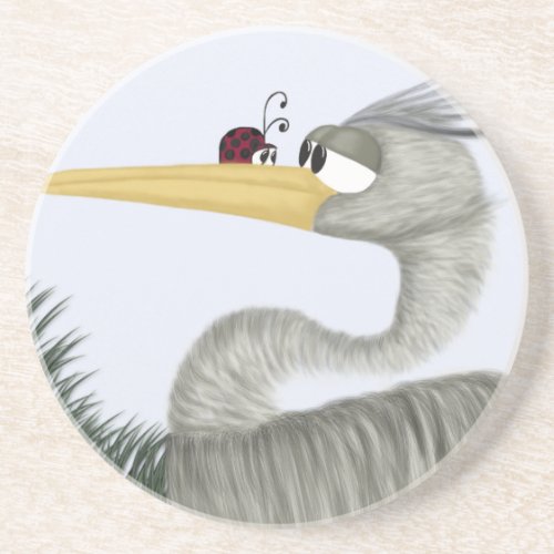 Cute Heron and Ladybug Coaster