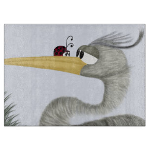 Cute Heron and Ladybug Cutting Board