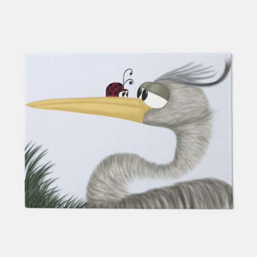 Cute Heron and Ladybug Doormat