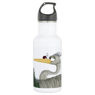 Cute Heron and Ladybug Stainless Steel Water Bottle