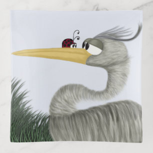 Cute Heron and Ladybug Trinket Tray