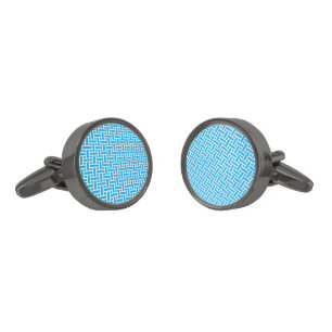 Cute Herringbone Blue Cufflinks