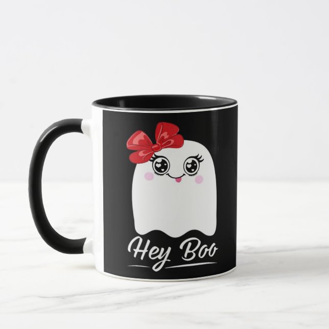 Cute Hey Boo Halloween Design Mug (Left)