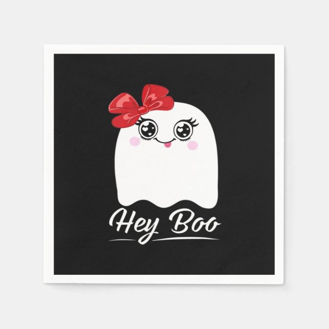 Cute Hey Boo Halloween Design Napkins (Front)