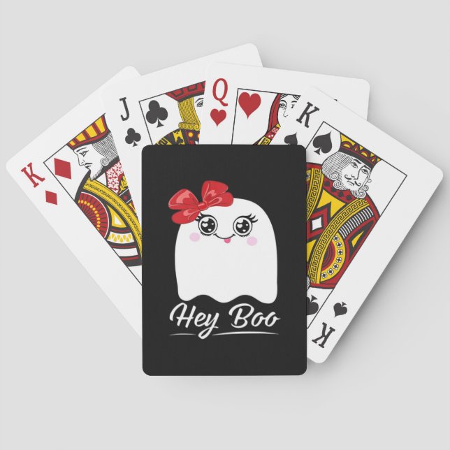 Cute Hey Boo Halloween Design Poker Cards (Back)