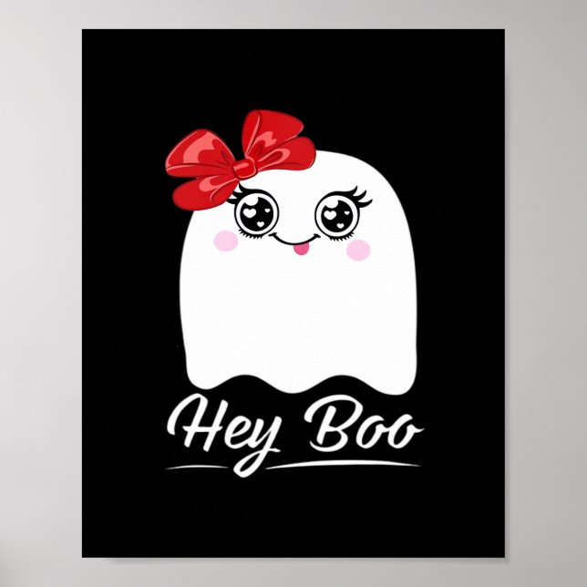 Cute Hey Boo Halloween Design Poster (Front)
