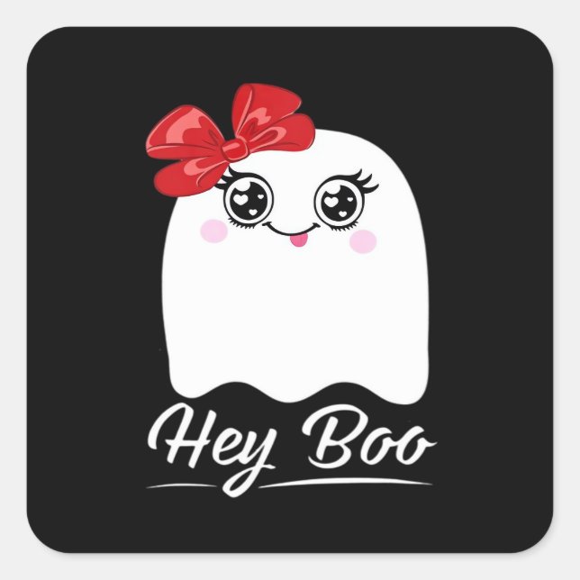 Cute Hey Boo Halloween Design Square Sticker (Front)