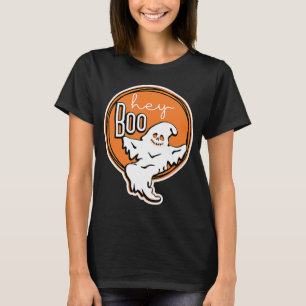 Cute Hey Boo  Halloween Ghost Womens Mens Couples T-Shirt