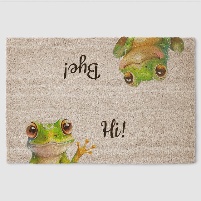 Cute Hi Bye Welcome Fiber Doormat (Front)