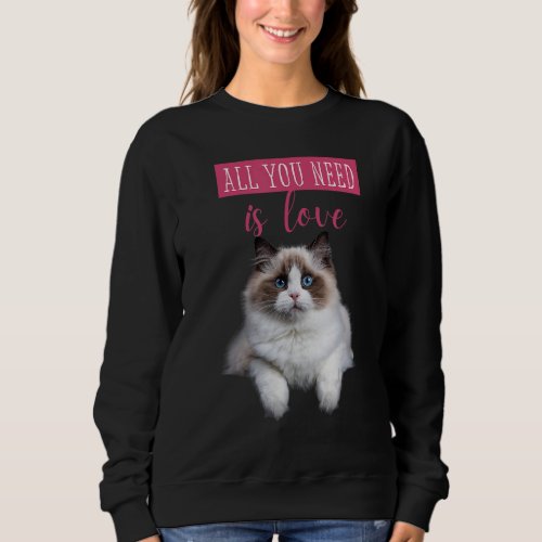 Cute Hidden Kitten Love Message Cat Torn Cloth Sweatshirt