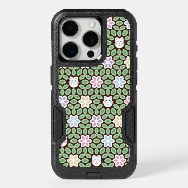 Cute Hide-and-Seek Cat Garden iPhone 15 Pro Case (Back)