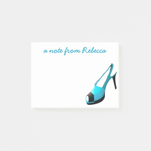 Cute High Heel Shoe Turquoise Post-it Notes (Front)