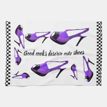 Cute High Heel Shoes Purple And Black Kitchen Towel by Rebecca_Reeder at Zazzle