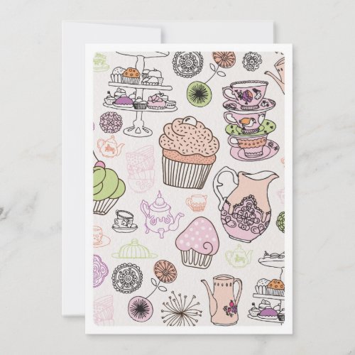 Cute high tea coffee cupcake pattern invitation