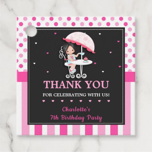 Cute High Tea Party Birthday Hot Pink Thank You Favor Tags