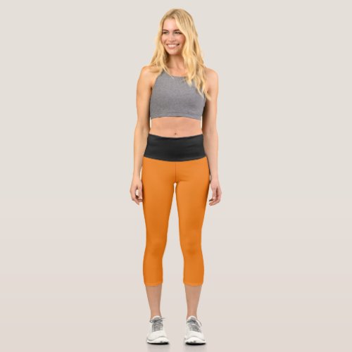 CUTE High Waisted Capris _ Orange  Black