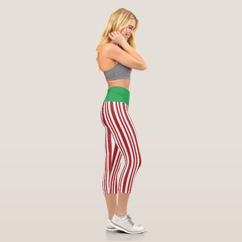CUTE High Waisted Capris _ Red  White Green