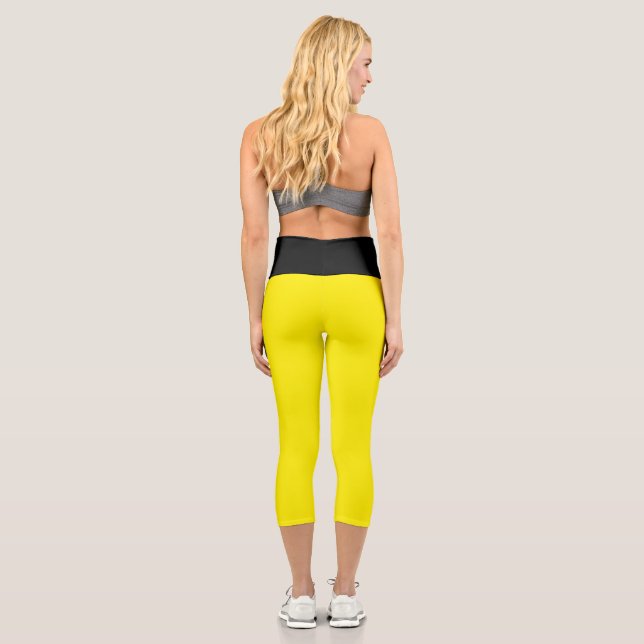 CUTE! High Waisted Capris - Yellow/Black (Back)