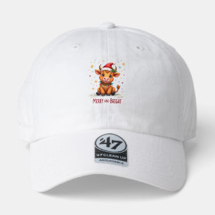 Cute Highland Baby Cow Christmas Lights Merry & Br 47 Brand Hat