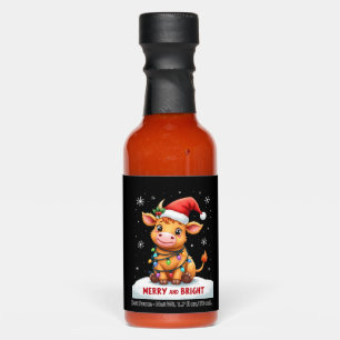 Cute Highland Baby Cow Christmas Lights Merry & Br Hot Sauces
