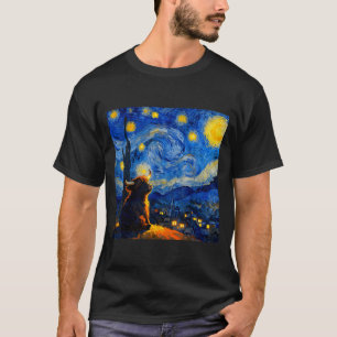 Cute Highland Baby Cow Graphic Van Gogh Style Star T-Shirt