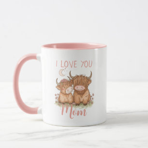 Cute Highland Cow and Mom I Love You Mother's Day  Mug