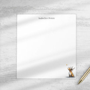 Cute Highland Cow and Star Sketch Personalized Notepad