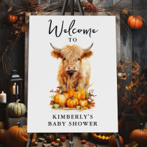 Cute Highland Cow Autumn Pumpkins Baby Shower Foam Board