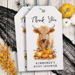 Cute Highland Cow Autumn Pumpkins Baby Shower Gift Tags<br><div class="desc">Welcome to the perfect baby shower invitations for a fall-themed party! Our "Holy Cow, We're Having a Baby!" invitation features a cute highland cow calf surrounded by pumpkins and autumn foliage. The warm colors and playful design make it the ideal choice for your farm or Halloween-themed baby shower. Whether you're...</div>
