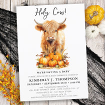 Cute Highland Cow Autumn Pumpkins Baby Shower Invitation