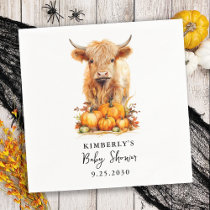 Cute Highland Cow Autumn Pumpkins Baby Shower Napkins