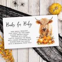 Cute Highland Cow Autumn Pumpkins Books For Baby Enclosure Card