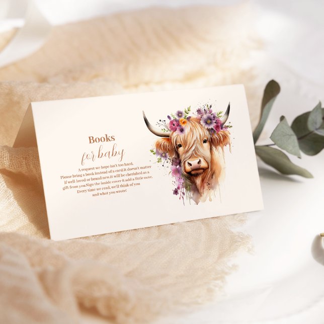 Cute Highland Cow Baby Shower Books for Baby Enclosure Card (Creator Uploaded)