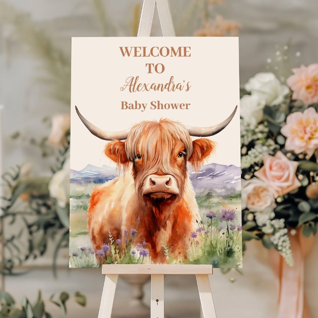 Cute Highland Cow Baby Shower Foam Board (Creator Uploaded)