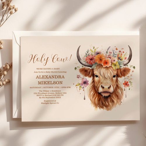 Cute Highland Cow Baby Shower Invitation