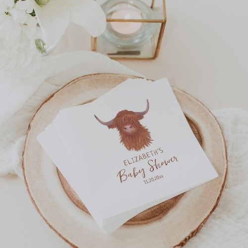 Cute Highland Cow Baby Shower   Napkins