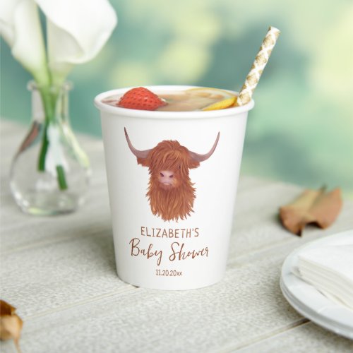 Cute Highland Cow Baby Shower  Paper Cups