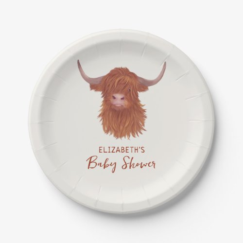 Cute Highland Cow Baby Shower   Paper Plates