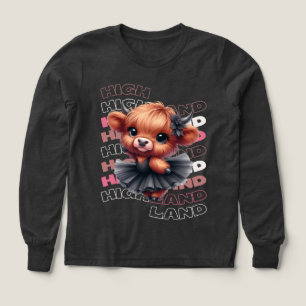 Cute Highland Cow Ballerina – Kawaii Animal Tri-Blend Shirts