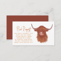 Cute Highland Cow Book Request Baby Shower Enclosure Card