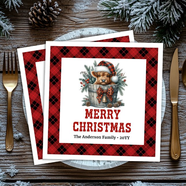 Cute highland cow buffalo themed Xmas napkins (Cute highland cow buffalo themed Xmas napkin)