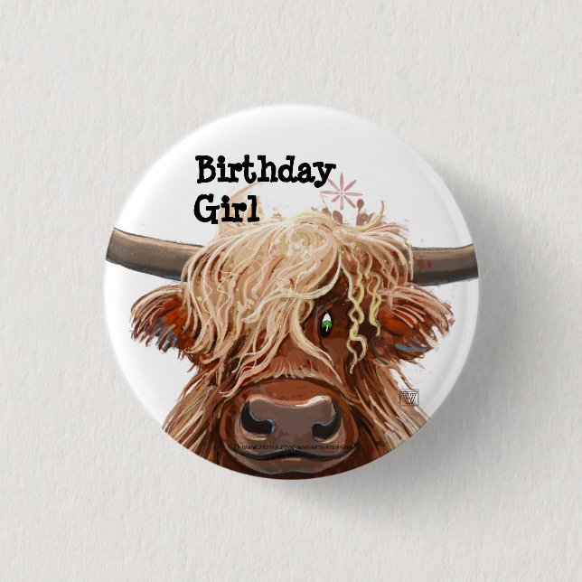 Cute Highland Cow Button (Front)