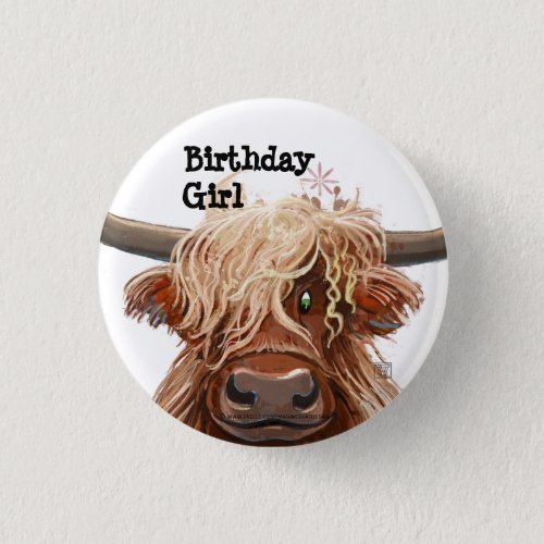 Cute Highland Cow Button